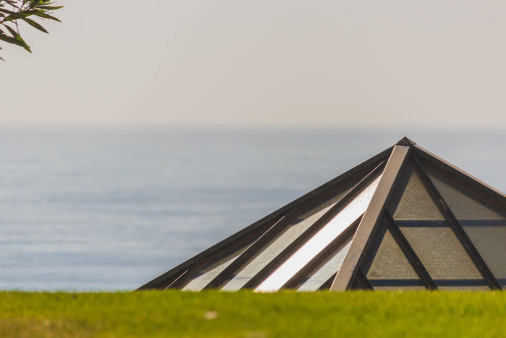 Pyramid skylights by Skylight Concepts on a commercial building, creating dynamic light patterns and architectural interest.